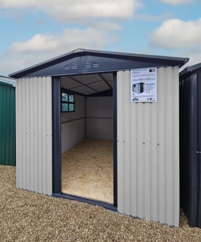An exterior shot looking into the mammoth shed