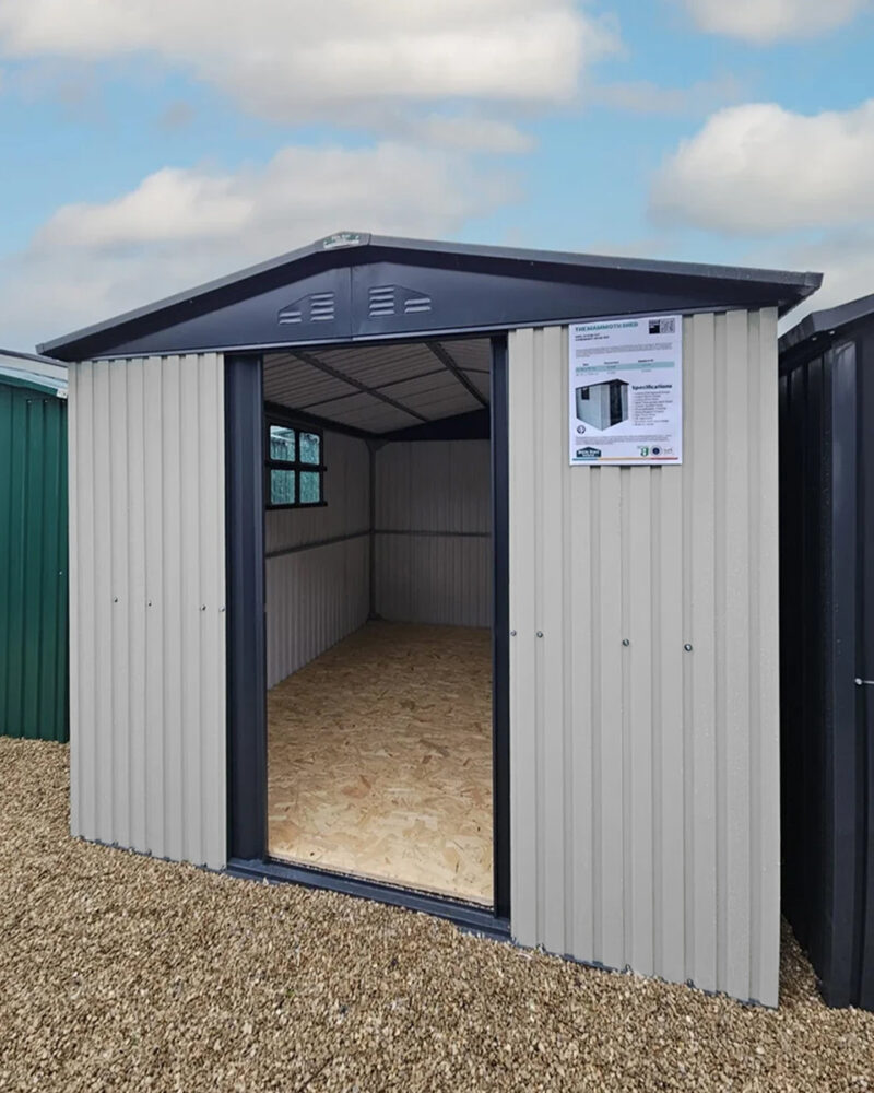 An exterior shot looking into the mammoth shed