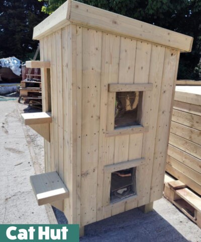 the windows on the side of the cat hut