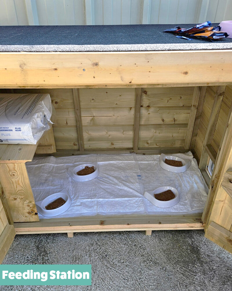 The inside of the feeding station