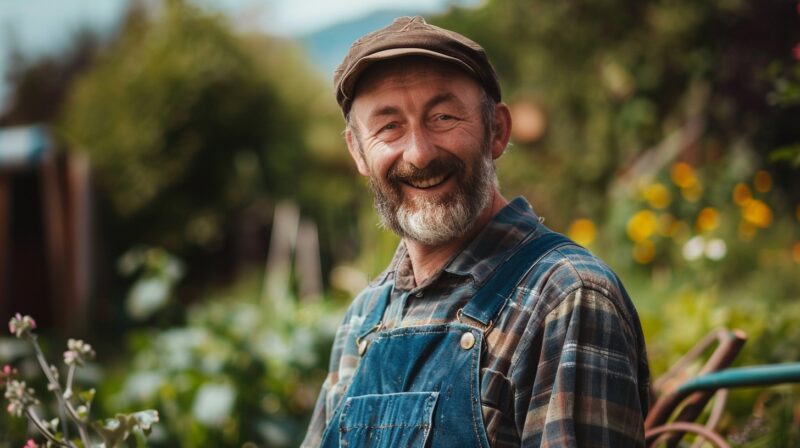 An Irish man in his garden