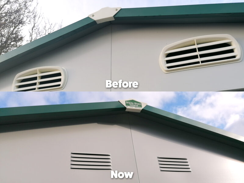 The old, plastic vents next to the new plastic-less ones