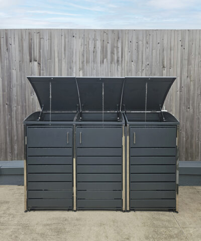 Modular Bin Store with the lids open