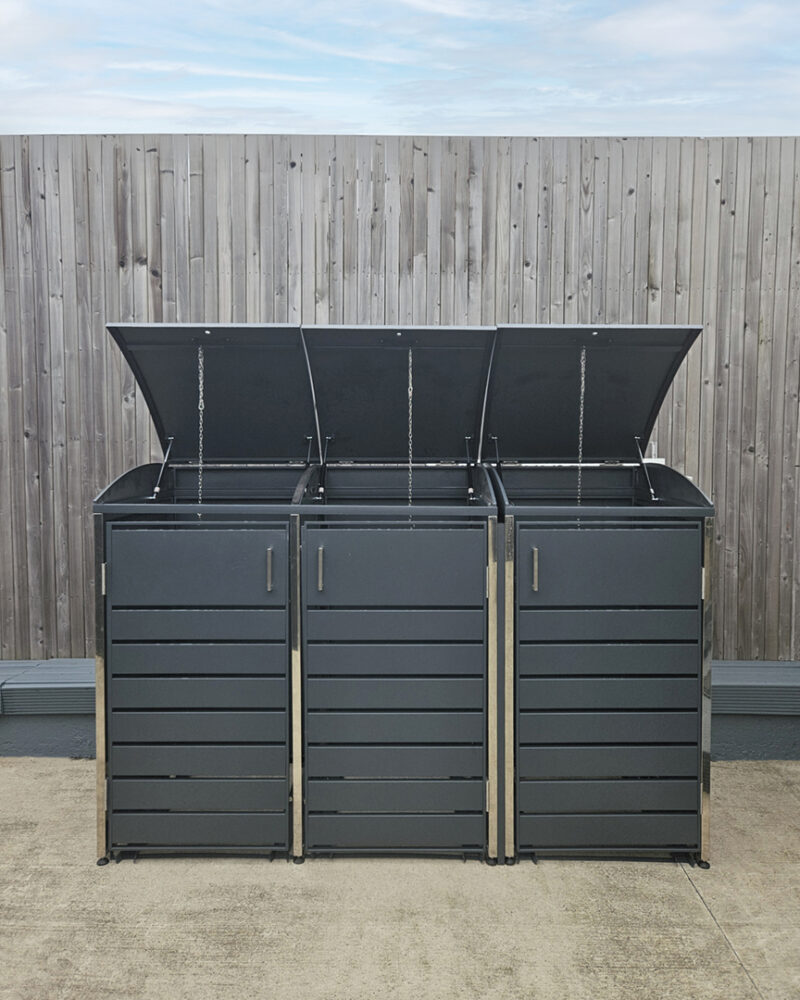 Modular Bin Store with the lids open
