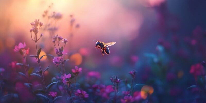 A bee landing on some lavender 