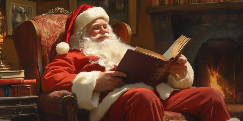Santa reading a good book