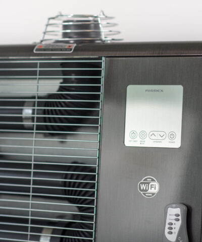 The touch controls on the front of the airrex heater