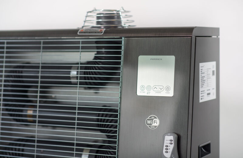 The touch controls on the front of the airrex heater
