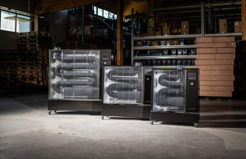 The range of Airrex Heaters side-by-side