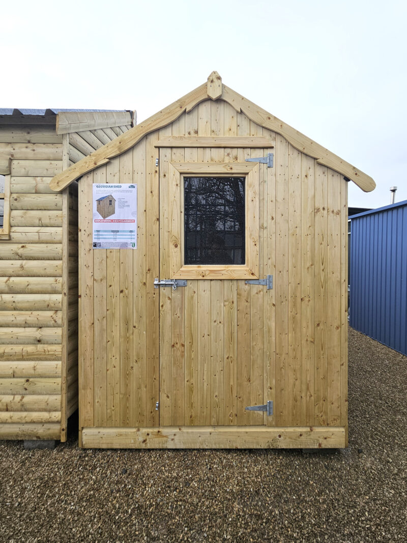 The front of the Georgian style shed
