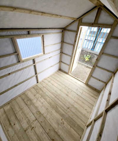 Interior of the shed as seen from the back wall
