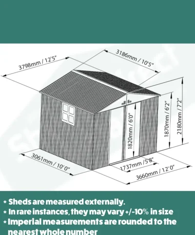 Updated Mammoth Shed Dimensions for the 12ft x 10ft model