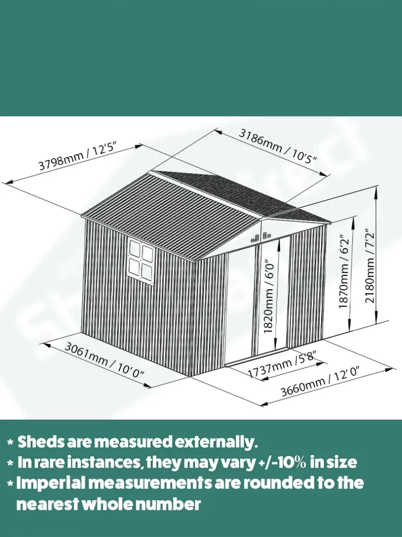 Updated Mammoth Shed Dimensions for the 12ft x 10ft model