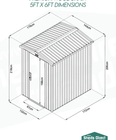 5ft x 6ft Premium Woodgrain shed dimensions