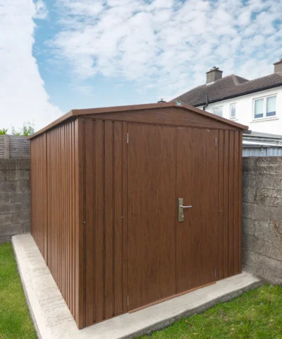 The Woodgrain Garden Shed in a suburban garden