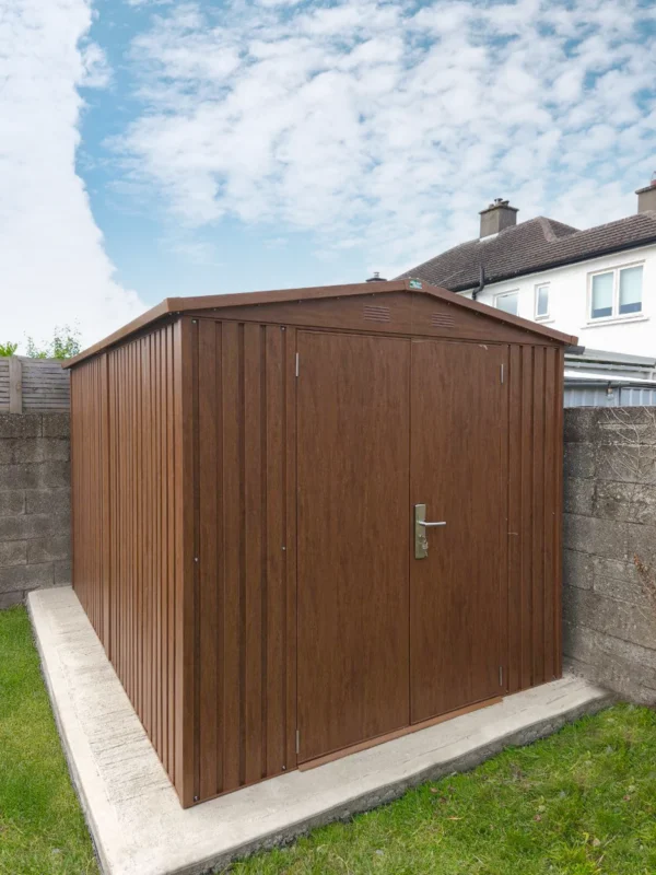 The Woodgrain Garden Shed in a suburban garden