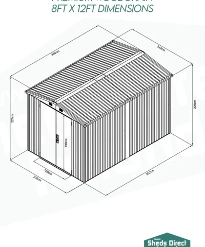 8ft x 12ft Premium Woodgrain shed dimensions