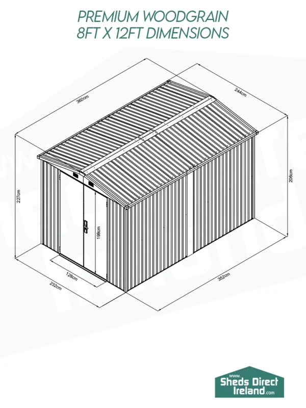 8ft x 12ft Premium Woodgrain shed dimensions