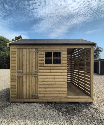 Front aspect of the logstore shed