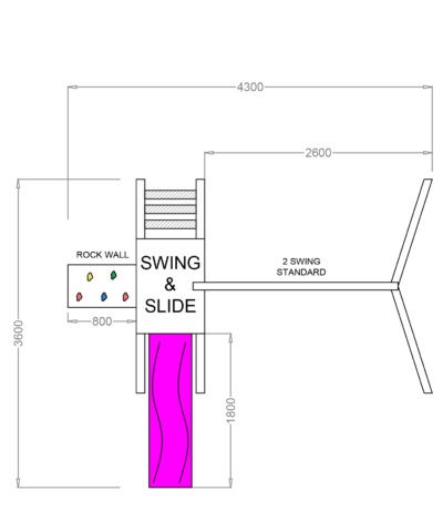 The dimensions of the swing set from Sheds Direct Ireland