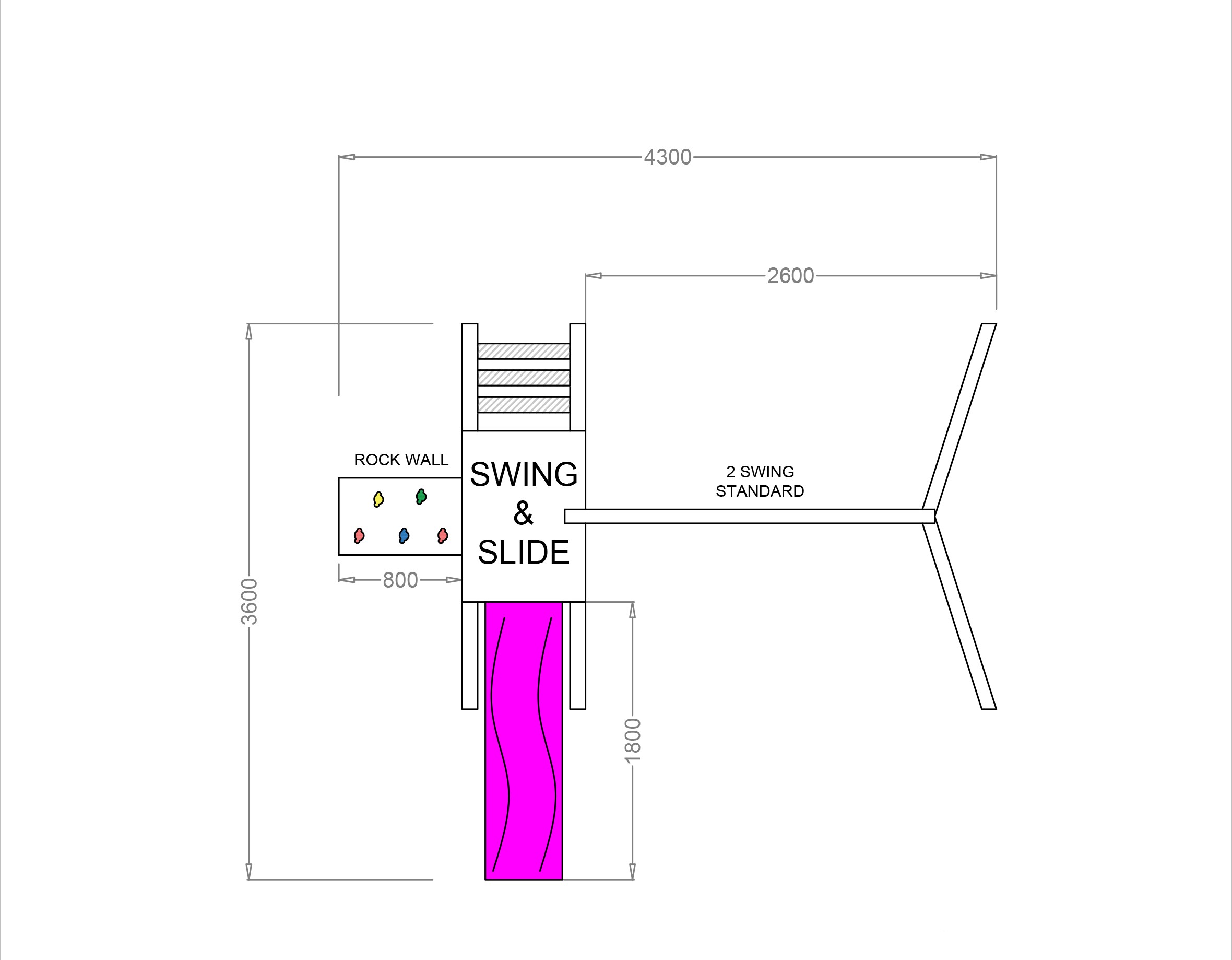 The dimensions of the swing set from Sheds Direct Ireland