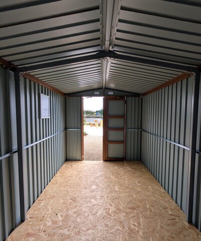 Inside the woodgrain garden shed