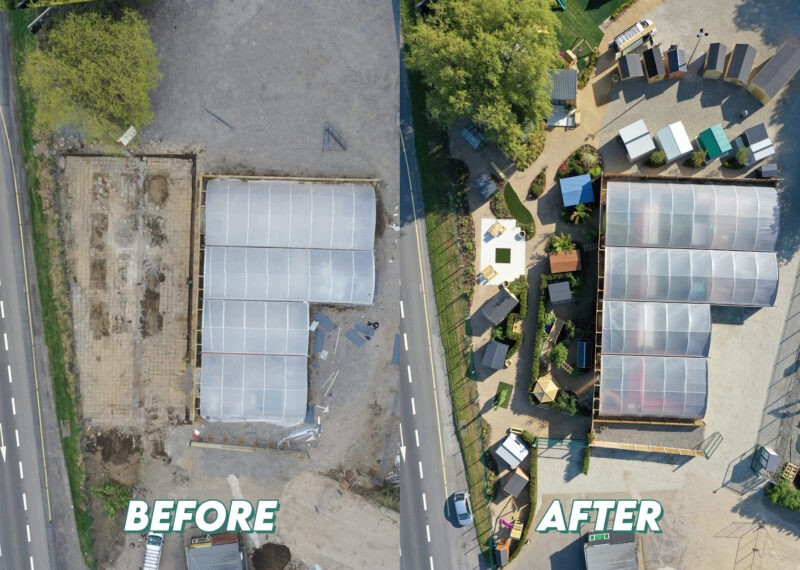 before and after the site redevelopment