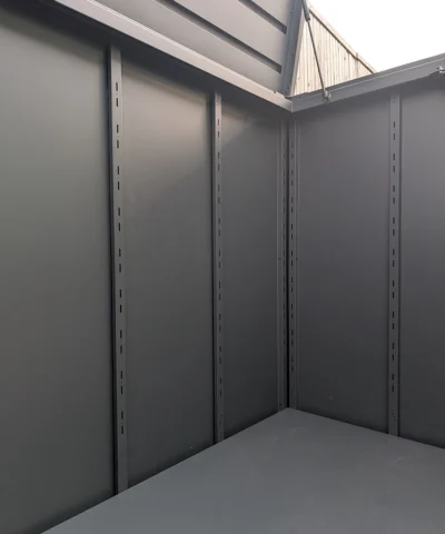 The internal corner of the outdoor storage box