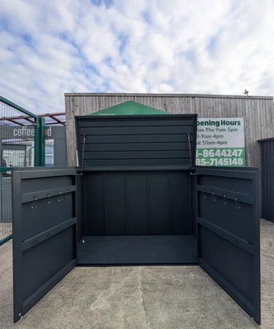 The outdoor box with all doors open