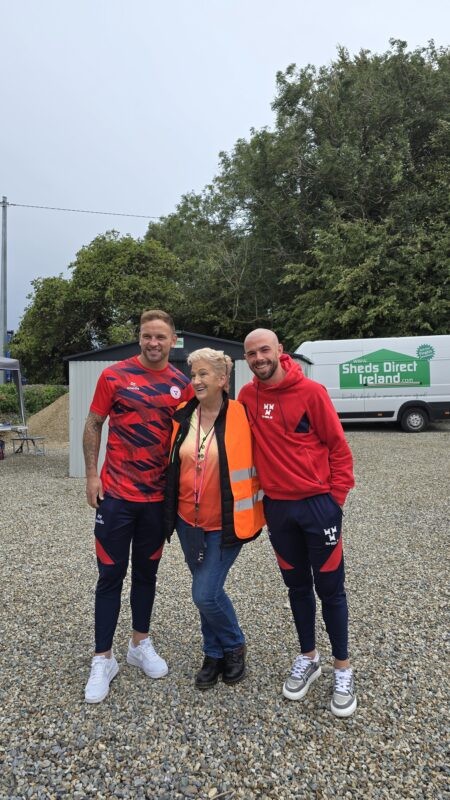 Paddy Barrett and Mark Coyle with Suzanne from Sheds Direct Ireland