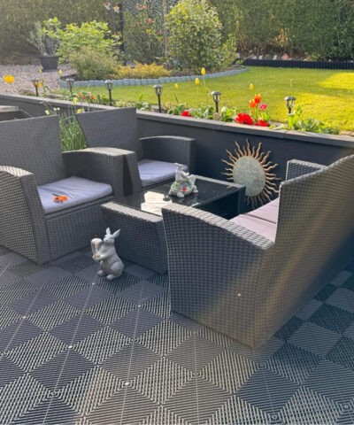 The a-grip tiles on a customer's patio