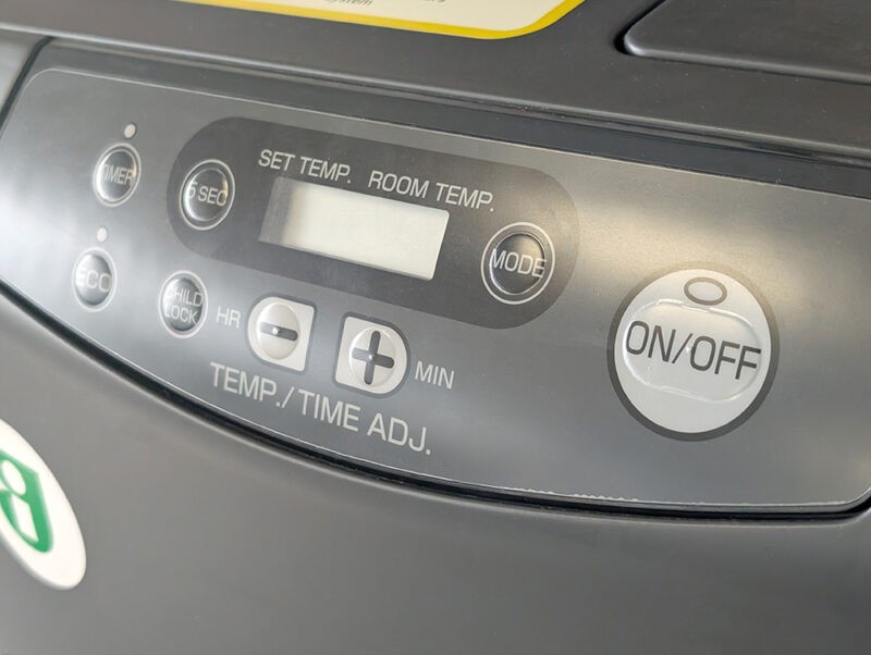 The digital controls on the inverter heater