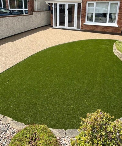 A front garden in Dublin with an Artificial Grass lawn