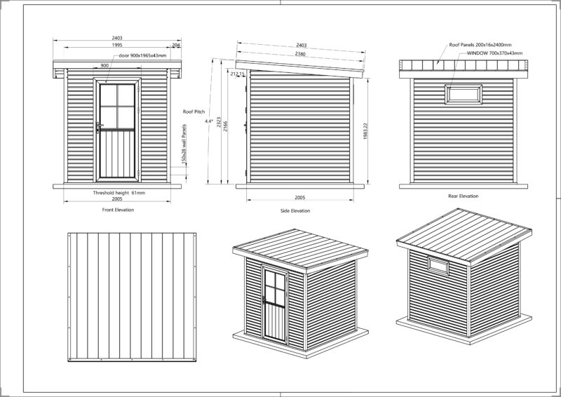 Premium Composite Shed Dimensions, 8ft x 6ft model