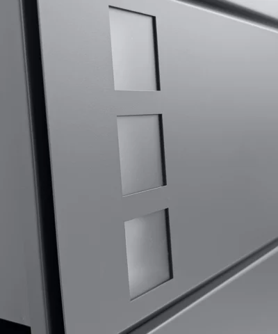 The diffuse polycarbonate windows of the post box