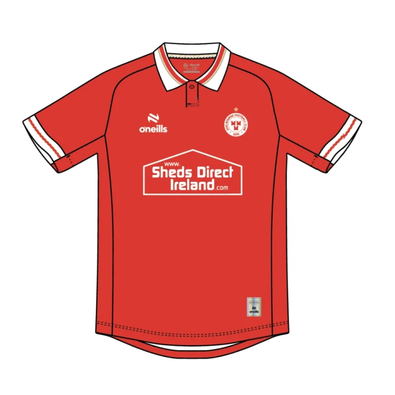 Shelbourne Academy Jersey with Sheds Direct Ireland sponsorship on the front.