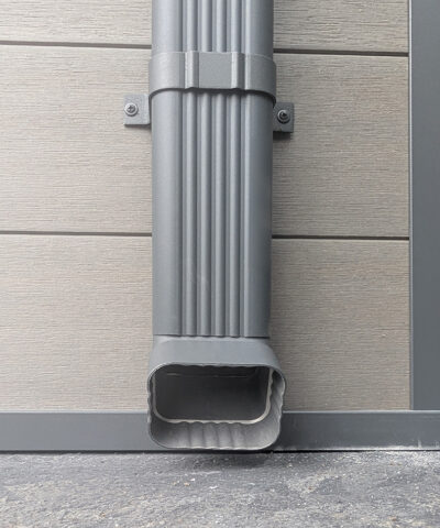 The outlet spout for the Gutters on the Arthur Shed
