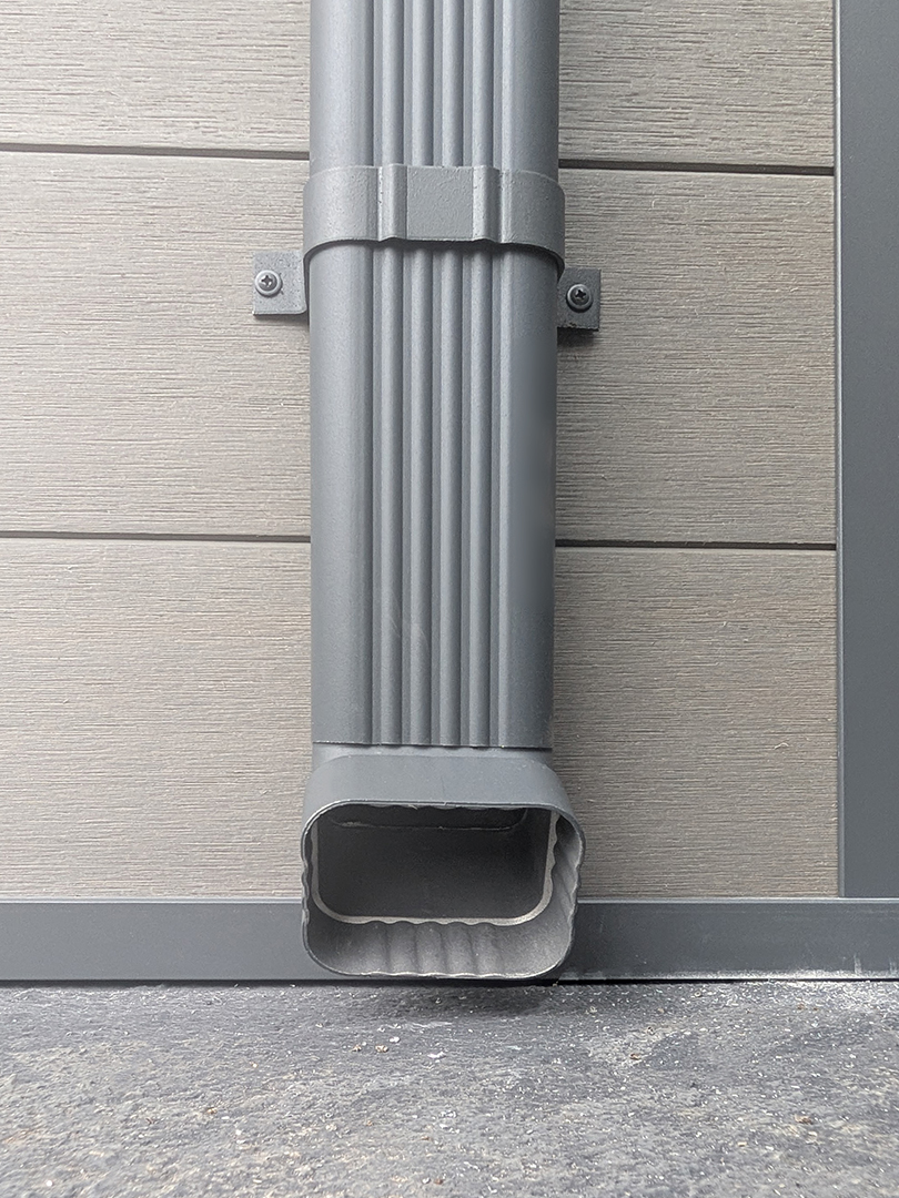 The outlet spout for the Gutters on the Arthur Shed