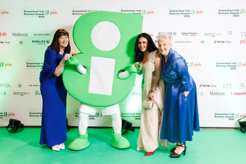 Louise, Poonam and Suzanne with 'MR G' at the Guaranteed Irish Awards