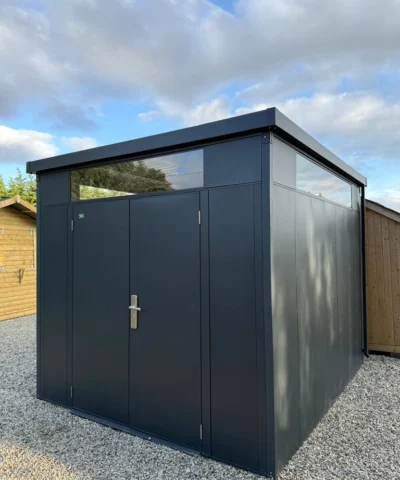A front view of the Premium Pano Shed