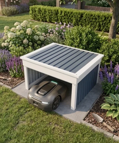The Robotic Lawnmower Shed in a Dublin Garden